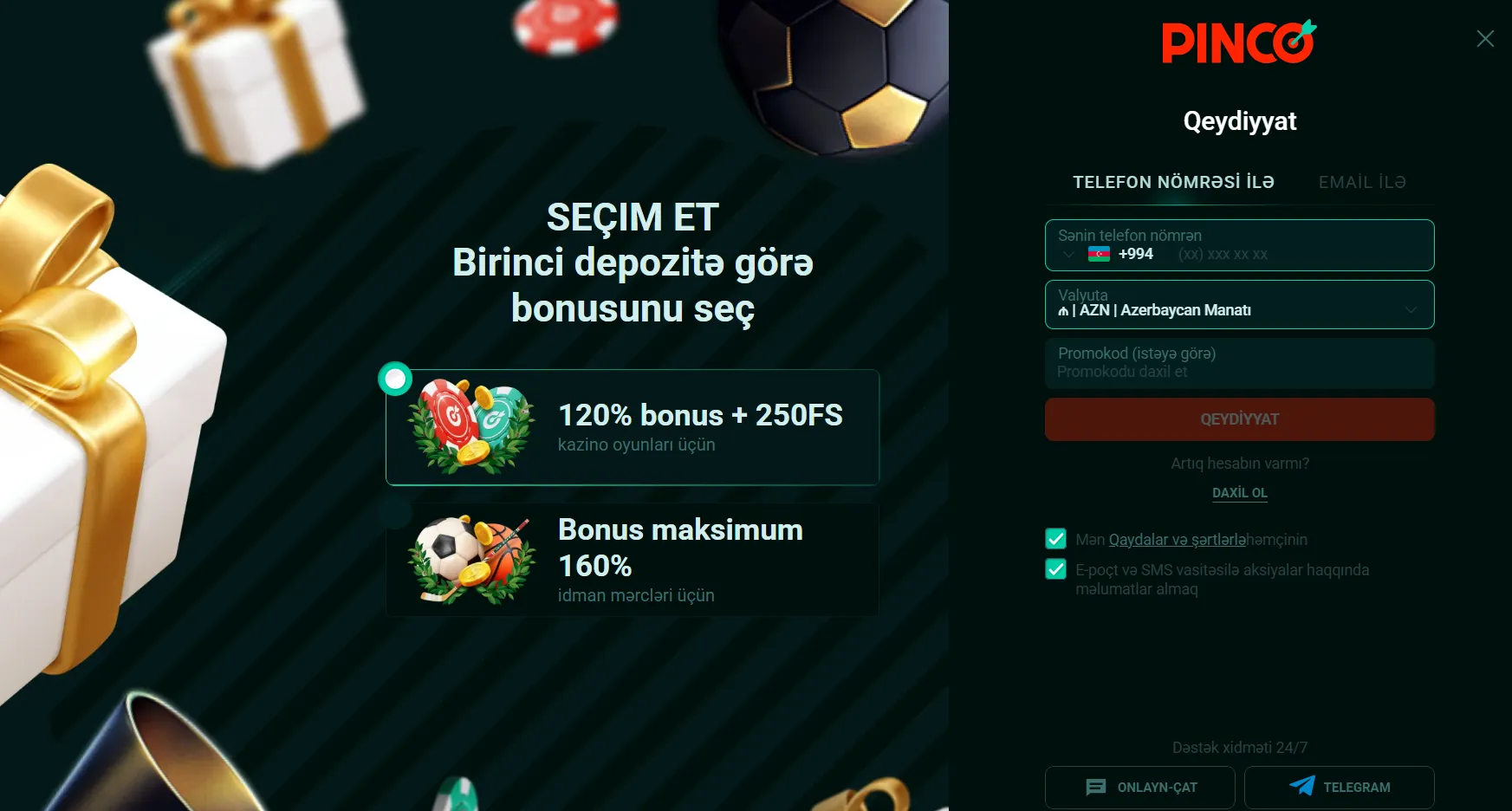 Pinko yukle ilə asan qeydiyyat və başlanğıc